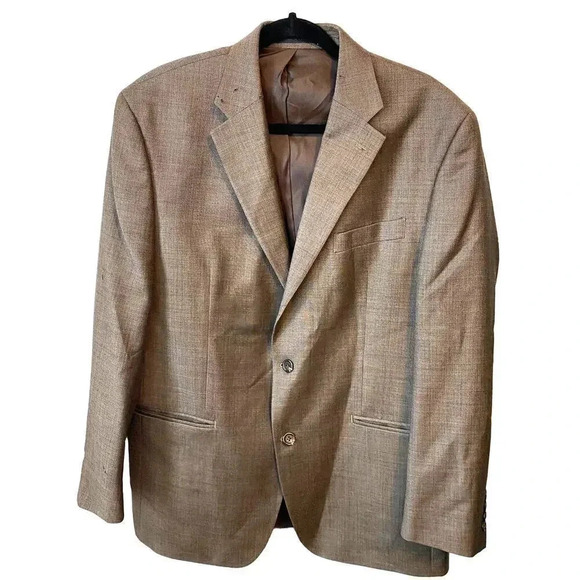 Chaps Wool 2 Button Suit Blazer Spot Coat Men Size 42R Pockets Gray - Picture 1 of 9